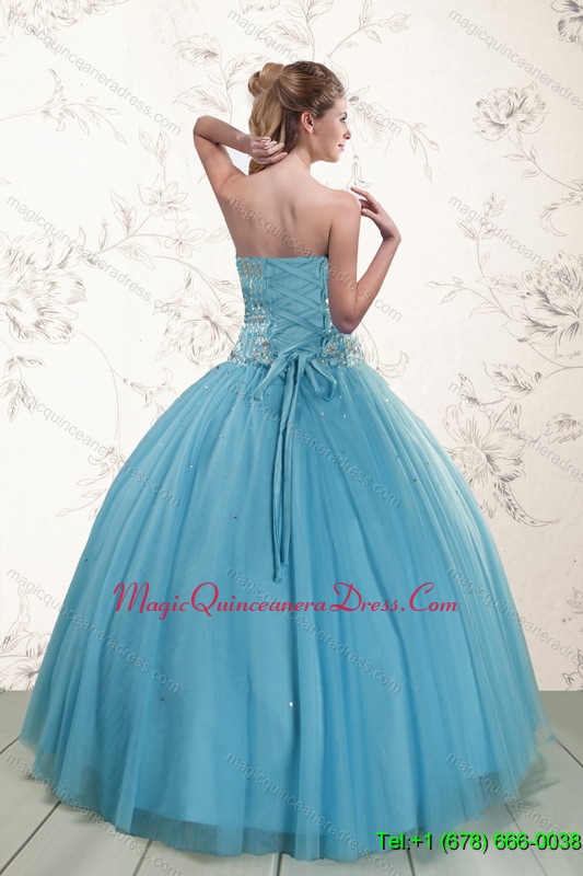 Fast Delivery Brand New Style Ball Gown Beaded Quinceanera Dress in Baby Blue