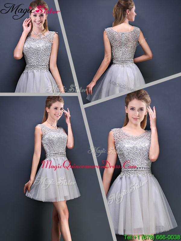 Perfect Mini Length Scoop Dama Dresses with Appliques