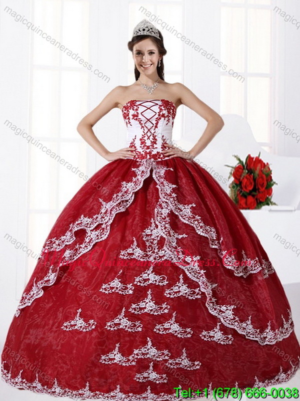 Multi Color Strapless Quinceanera Dress with Embroidery for 2015