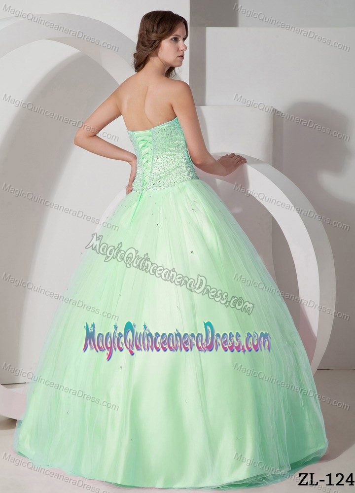 Huasco Chile Top Apple Green Ball Gown Sweet 16 Dresses with Beading