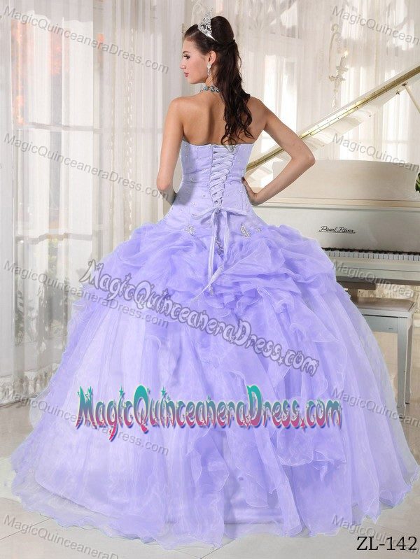 Smart Strapless Pick-ups Beaded Lilac Quinceanera Dress Fast Shipping