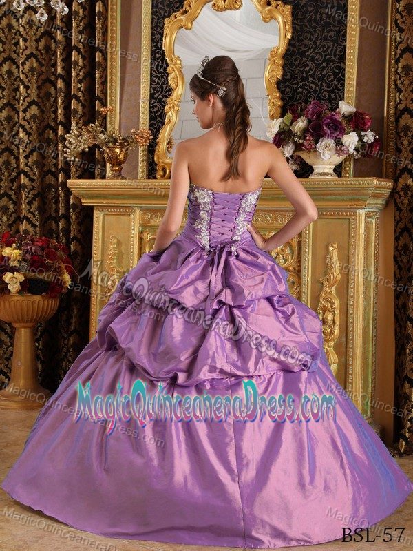 Stylish Purple Quinceanera Gown Dresses with Appliques and Flower