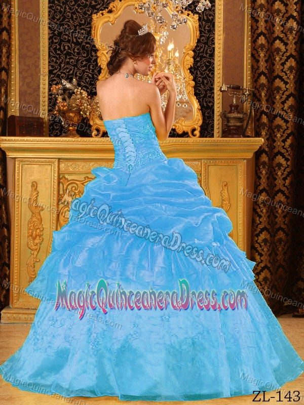 Fast Shipping Appliqued Aqua Blue Quinceanera Gown Dress under 200