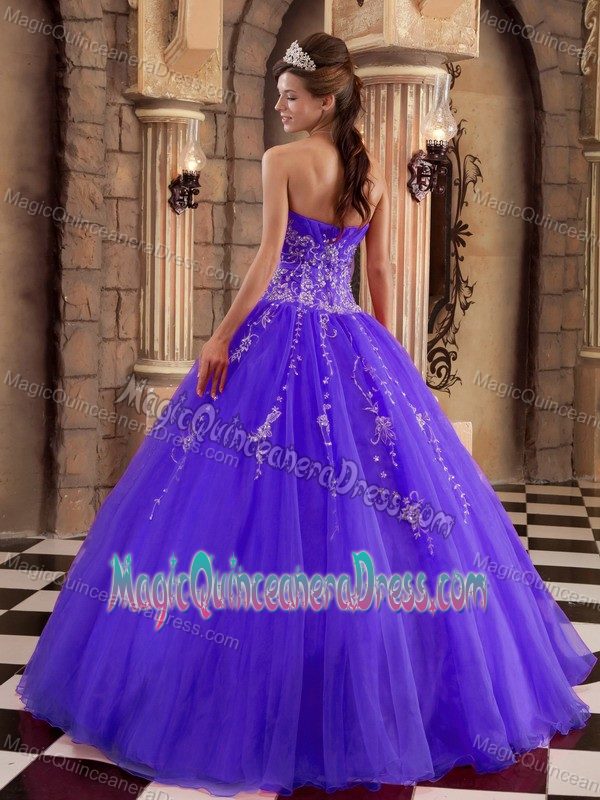 Appliqued Sweetheart Princess Dress for Quinceanera in Purple with Lace Up Back
