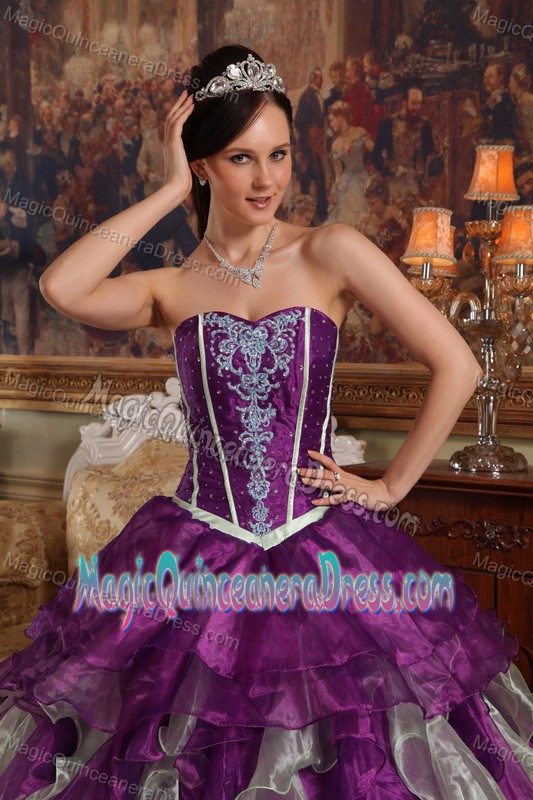 Sweetheart Floor-length Sweet Sixteen Quinceanera Dresses in Purple with Ruffles