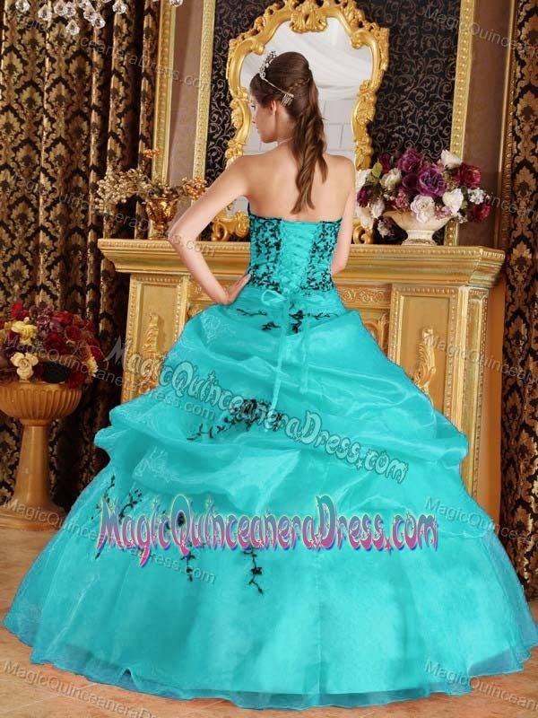 Turquoise Sweetheart Floor-length Quinceanera Dresses with Appliques in Encinitas