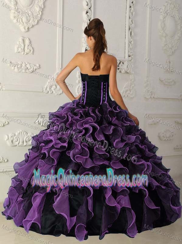 Ruffled Sweetheart Floor-length Dress for Quinceanera in Dark Purple in Chatsworth