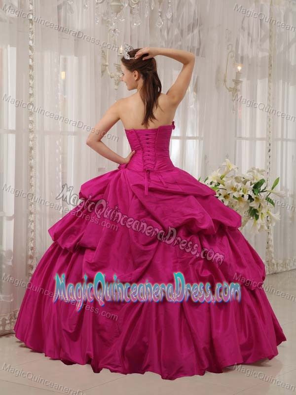Best Violet Red Strapless Floor-length Princess Dress for Quinceanera with Beading