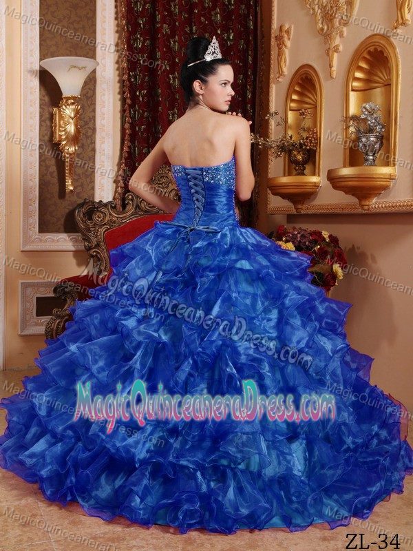 Strapless Organza Quinceanera Dress in Blue with Beading in Grants Pass OR