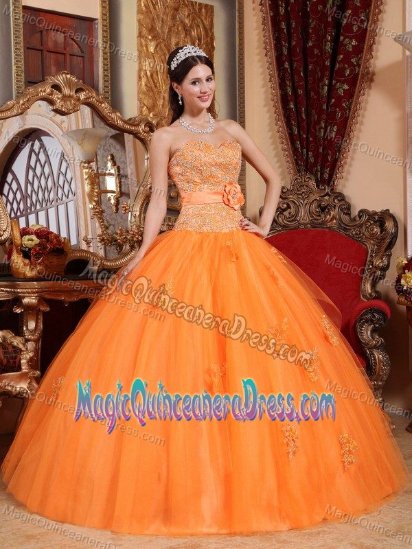 Orange Sweetheart Tulle Appliqued Quinceanera Gown Dress in Philadelphia PA