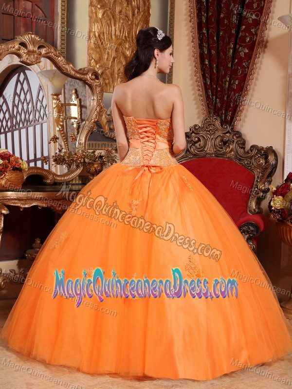 Orange Sweetheart Tulle Appliqued Quinceanera Gown Dress in Philadelphia PA
