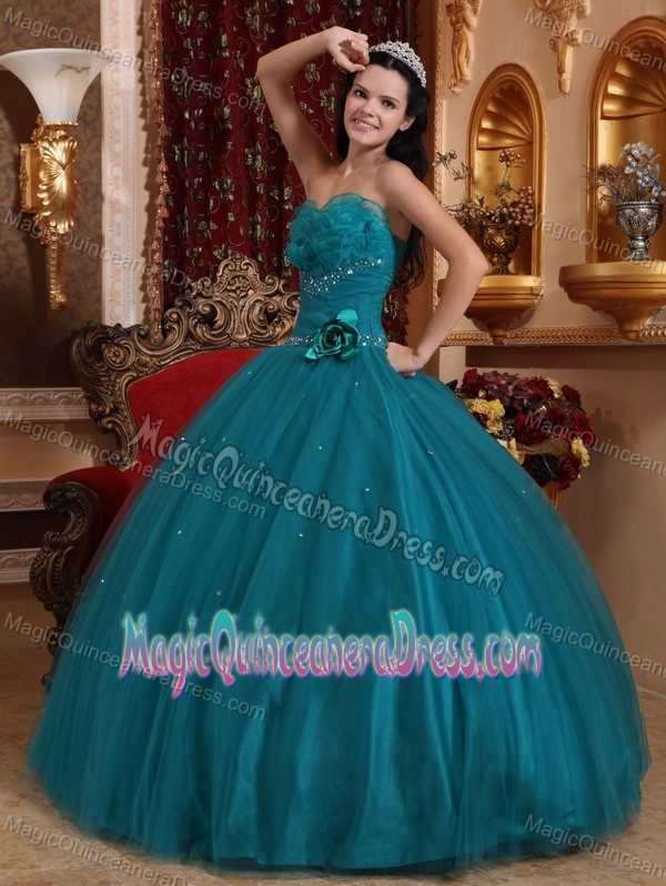 Dark Green Sweetheart Tulle Quinceanera Dress with Beading in Gettysburg PA