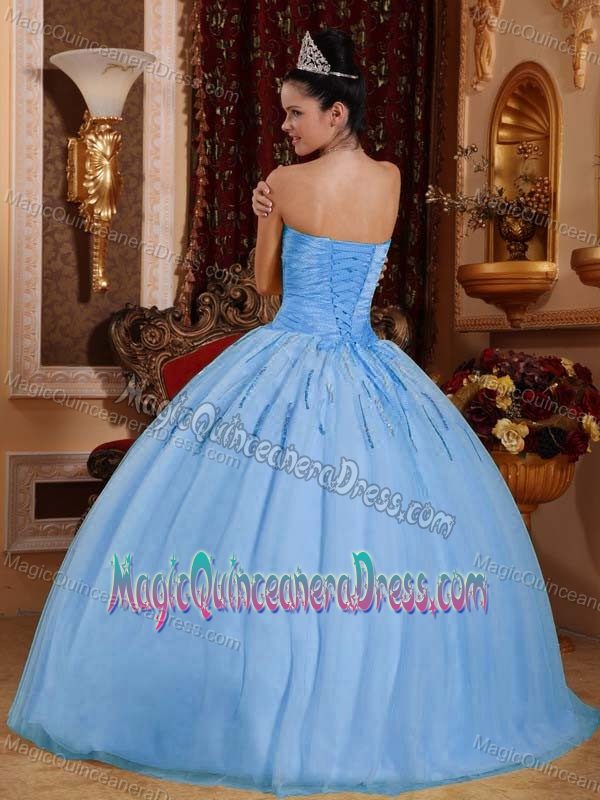 Light Blue Sweetheart Tulle Beaded Quinceanera Dress in Harrisburg PA