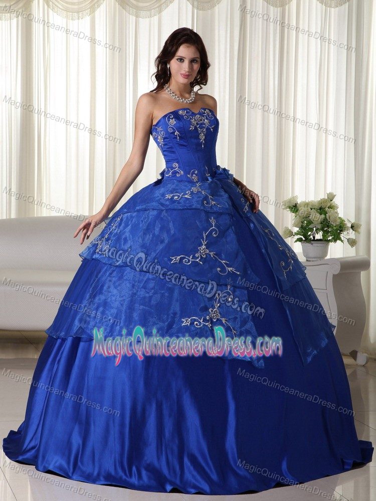 Strapless Organza Embroidered Quinceanera Dress in Royal Blue in Katy