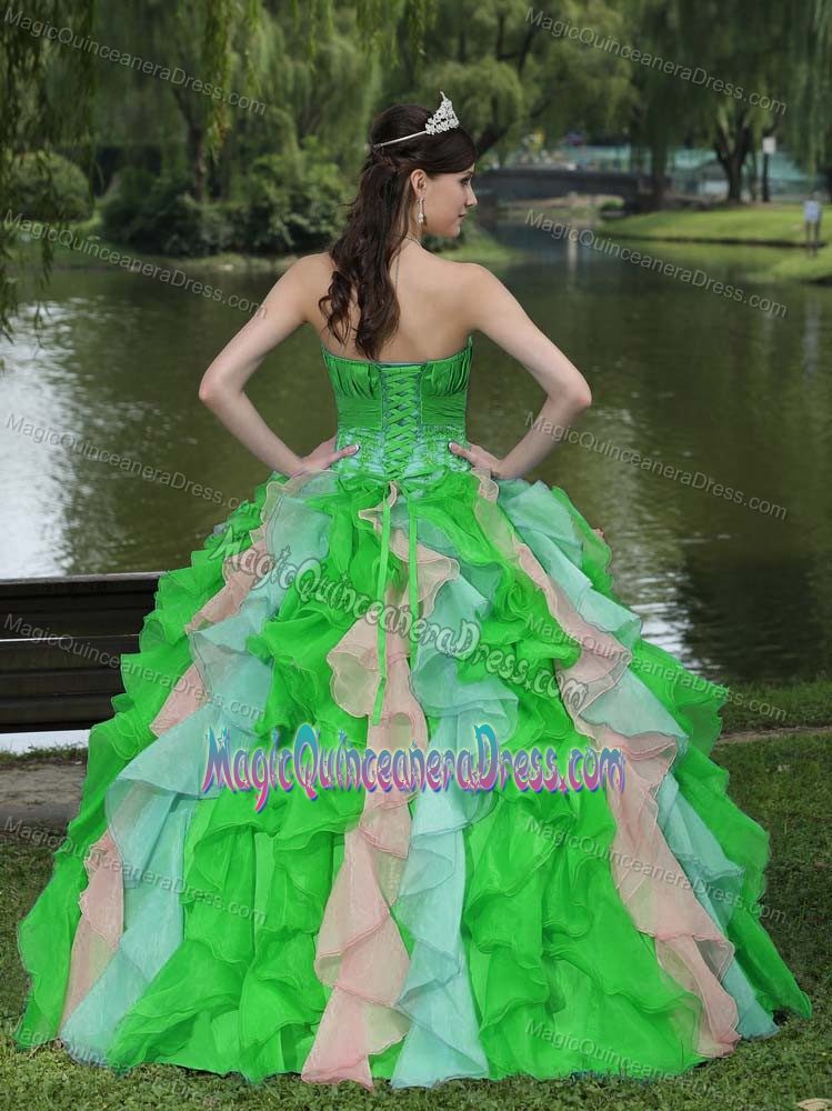 Appliqued Colorful Quinceanera Dress with Ruffles in Johnson City TN