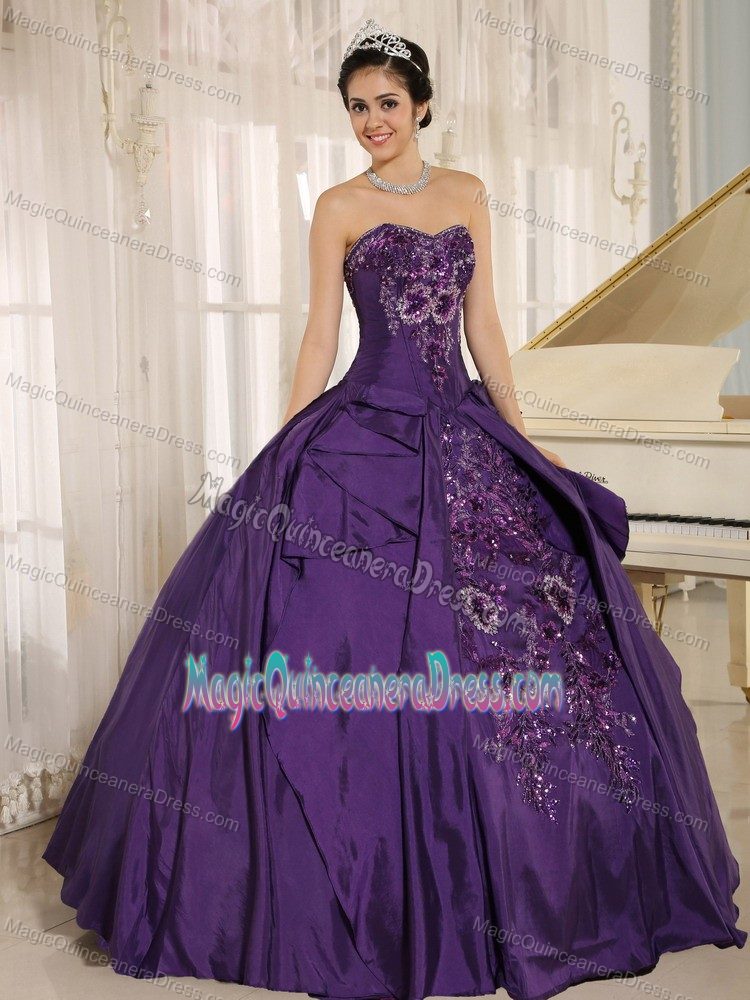 Eggplant Purple Embroidered Quinceanera Dress in Sweetheart in Mesquite TX