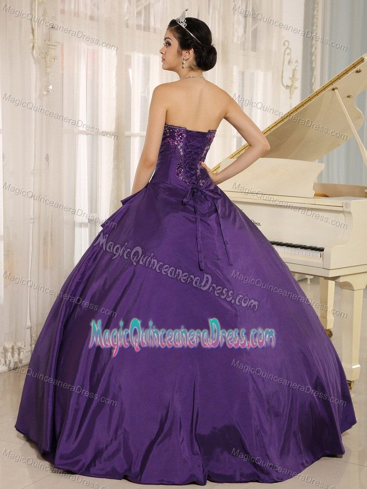 Eggplant Purple Embroidered Quinceanera Dress in Sweetheart in Mesquite TX