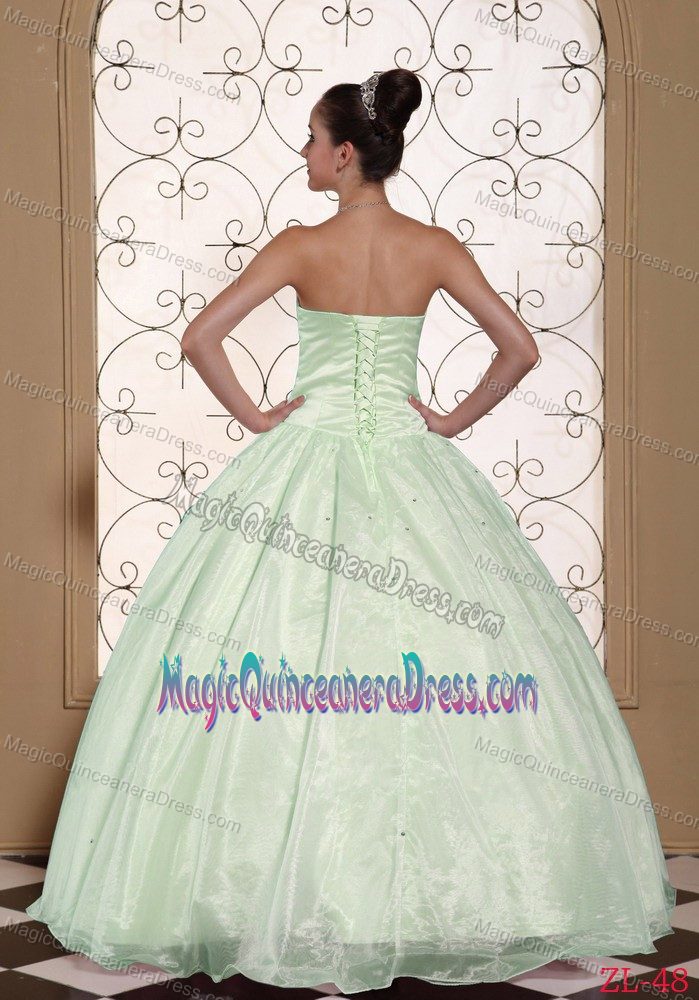 Apple Green Sweetheart Full-length Sweet 16 Dress with Beading in Biloxi
