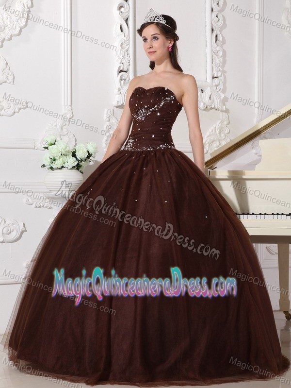 Grown Strapless Floor-Length Quinceanera Gown with Beading in Cannes