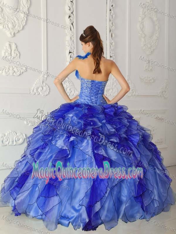 Princess Floor-length Royal Blue Quinceanera Gown Dress with Ruffles in Argos