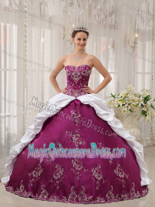 Purple and White Quince Dresses with Embroidery and Pick-ups in Francesville