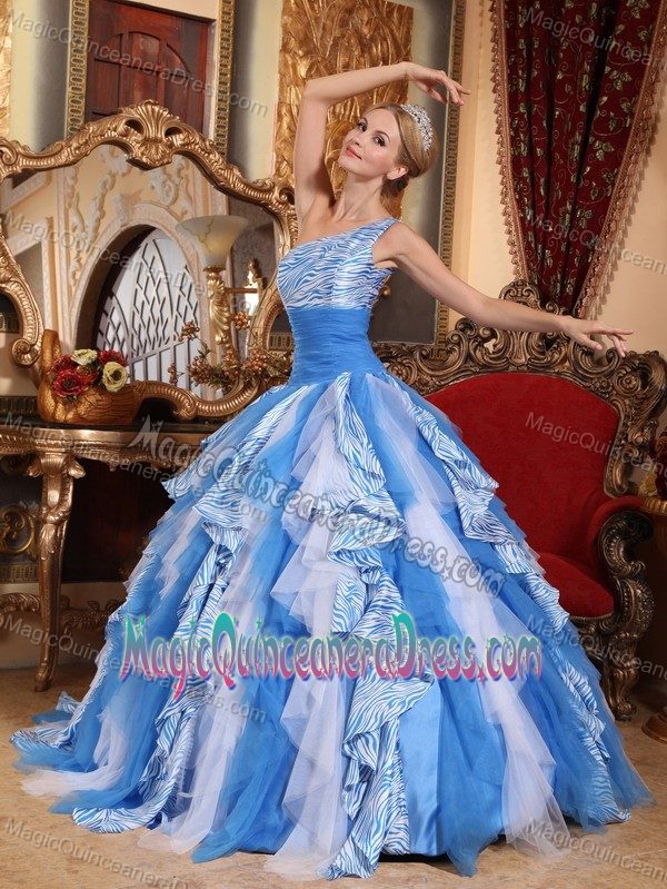 Ruffled Multi-color One Shoulder Quinceanera Gown Dresses in Columbia City