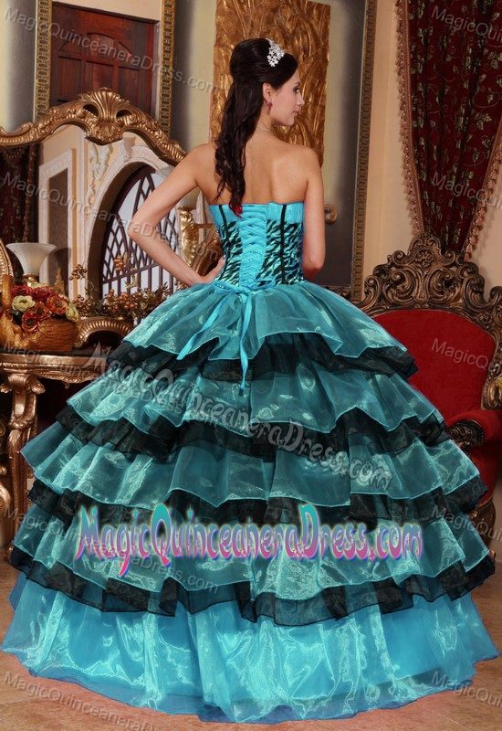 Multi-color Sweetheart Floor-length Quince Dress with Ruffles and Lace Up Back
