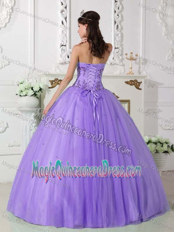 Sweetheart Princess Quinceanera Gown in Lilac with Appliques in Floyds Knobs