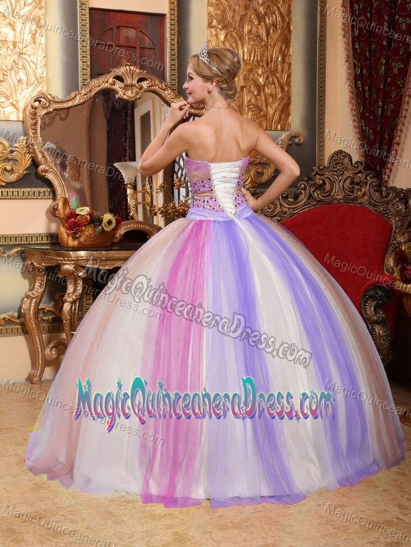 Multi-color Sweetheart Floor-length Quince Dress with Beading in Burlington