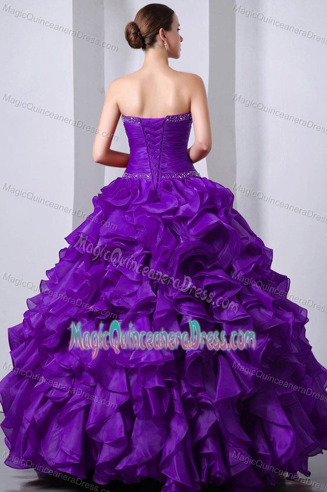 Purple Princess Sweetheart Sweet Sixteen Dresses with Ruffles in Des Moines