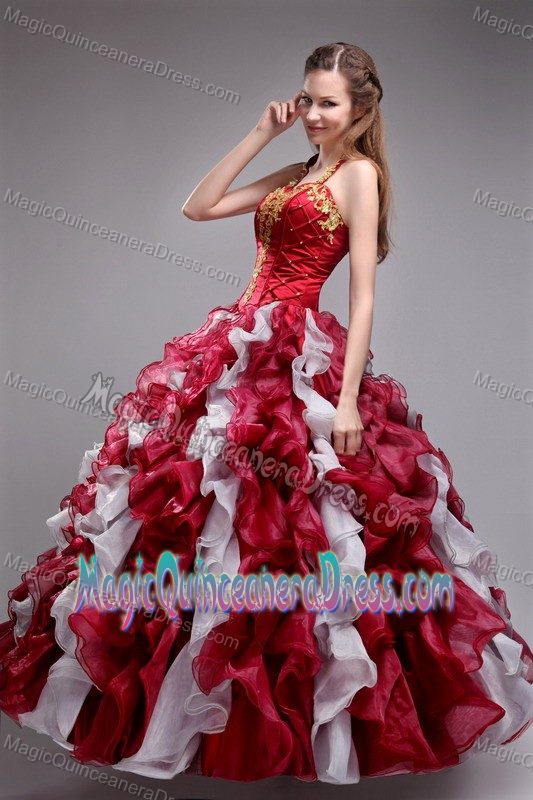 Noble Halter Ruffled Appliqued Quinceanera Gown Dresses in Multi-color