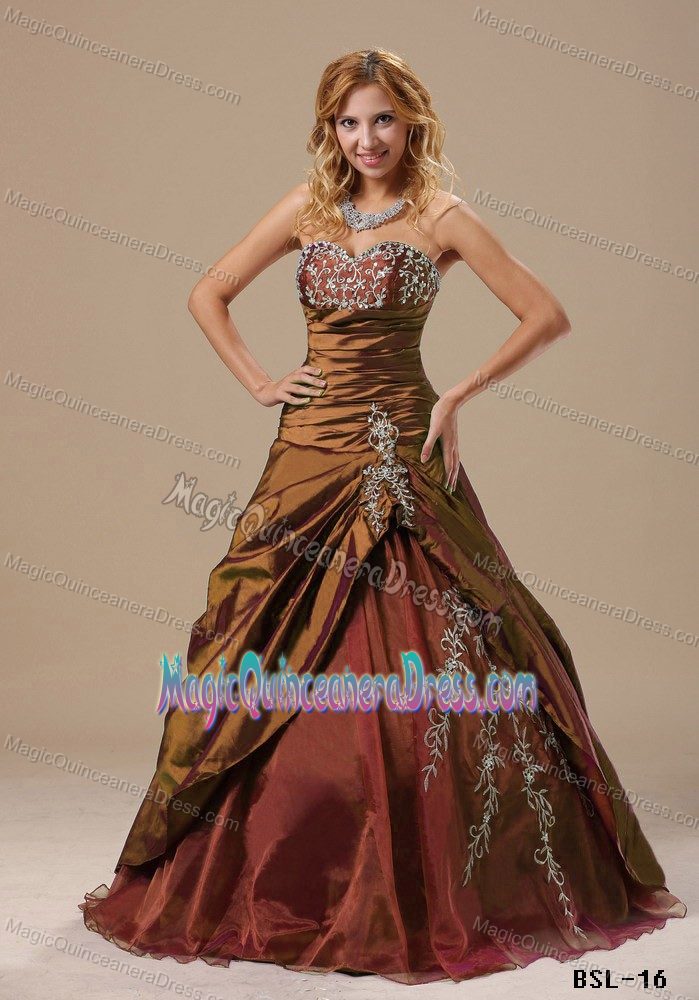 Modest Lace-up Appliqued Brown Quinceanera Dress in Auburn AL