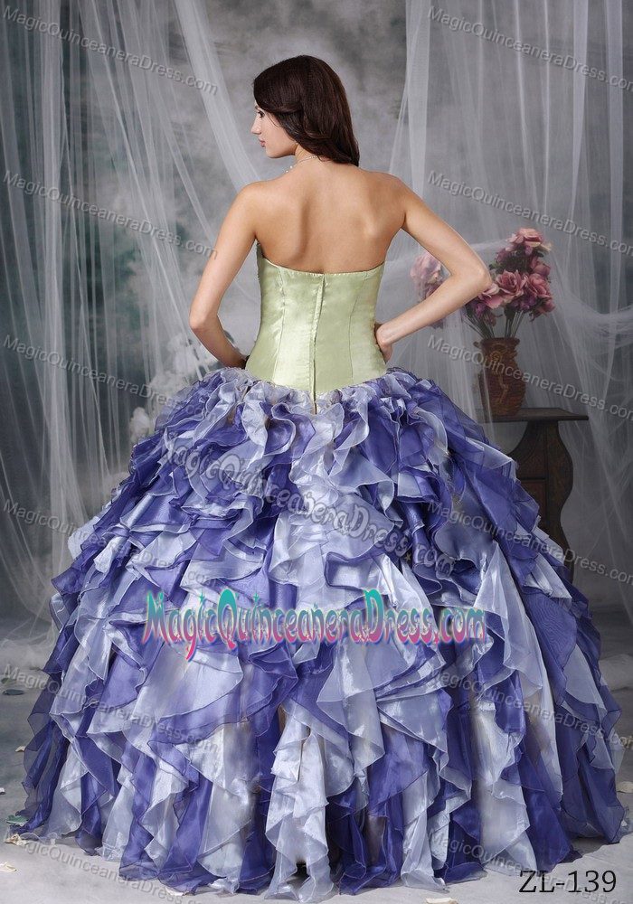 2013 Sweetheart Ruffled Beaded Multi-color Sweet 16 Dresses Factory