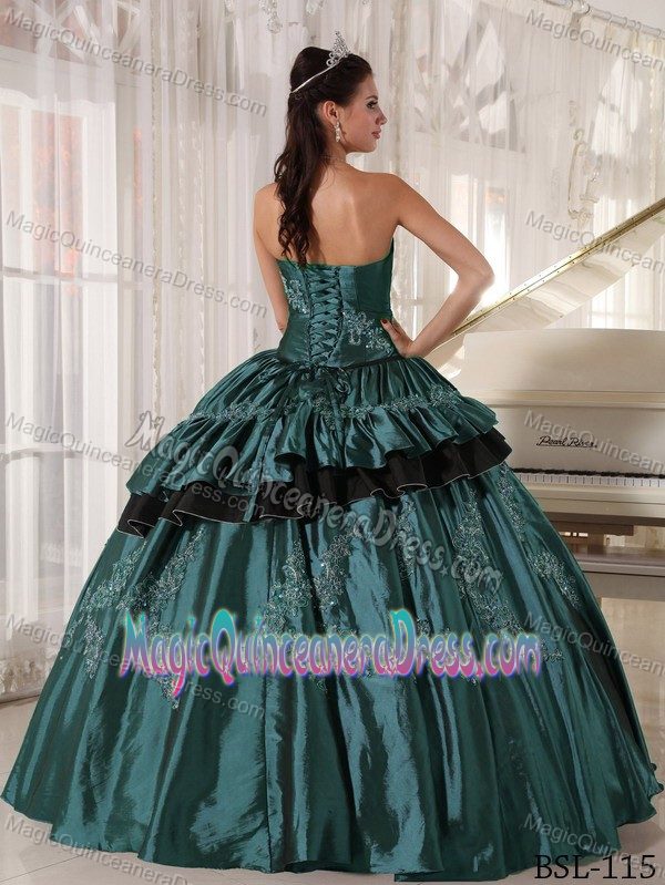Dreamy Strapless Appliqued Turquoise Quinceaneras Dress in Birmingham