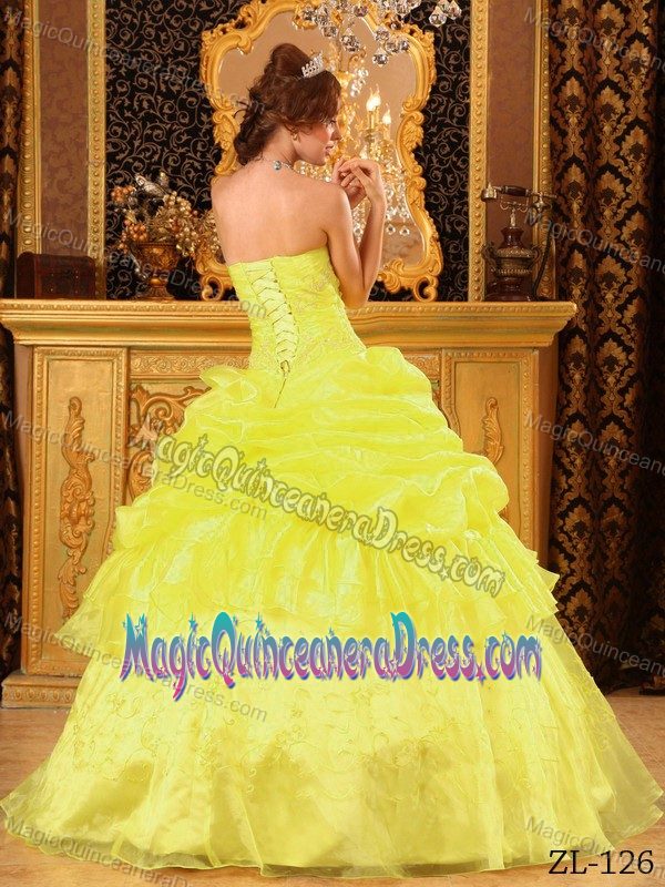 Low Price Yellow Appliqued Quinceanera Dress Online in Tupiza Bolivia