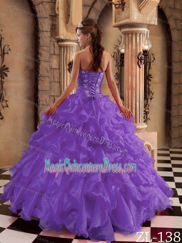 Sweetheart Beaded Ruffled Purple Quinces Dresses in Orange Beach AL