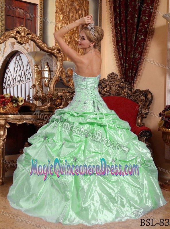Pretty Sweetheart Pick-ups Beaded Apple Green Dress for Quince Online