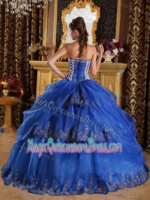 Newest Ball Gown Blue Quinceanera Dress with Appliques Free Shipping