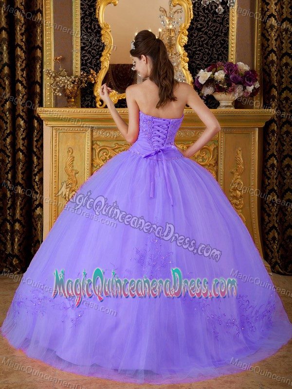 Brand New Tulle Sweetheart Appliqued Quinceanera Gown in Light Purple