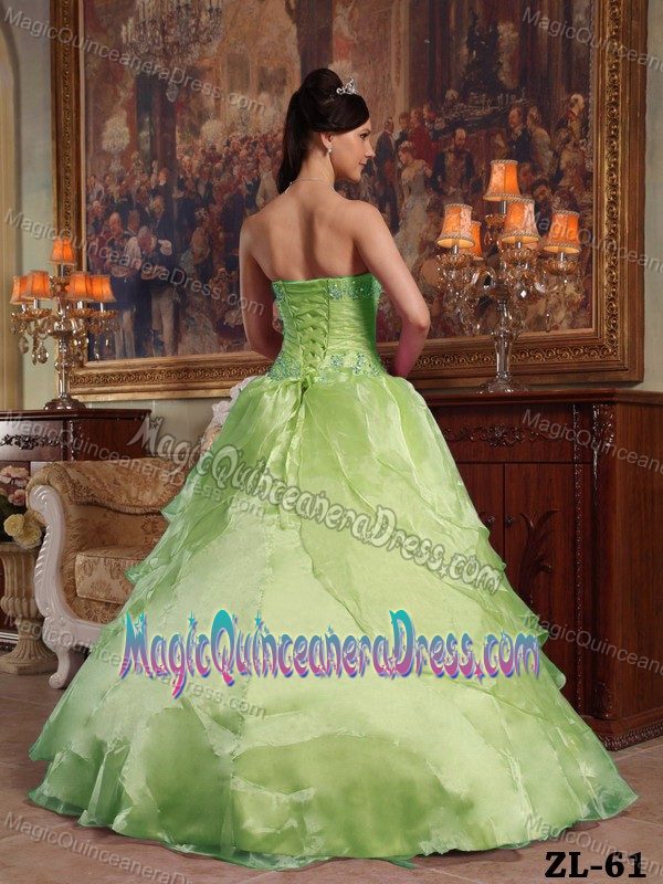 Custom Made Yellow Green Ball Gown Beaded Sweet 16 Dress on Promotion