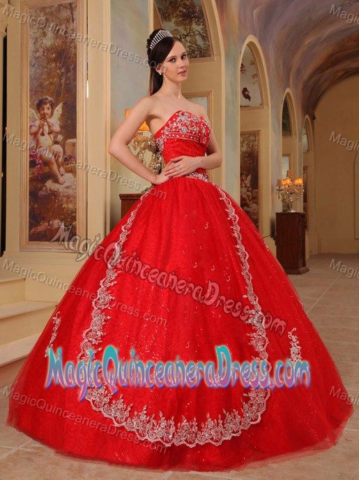 Popular Red Ball Gown Quinceaneras Dress with Embroidery and Paillette