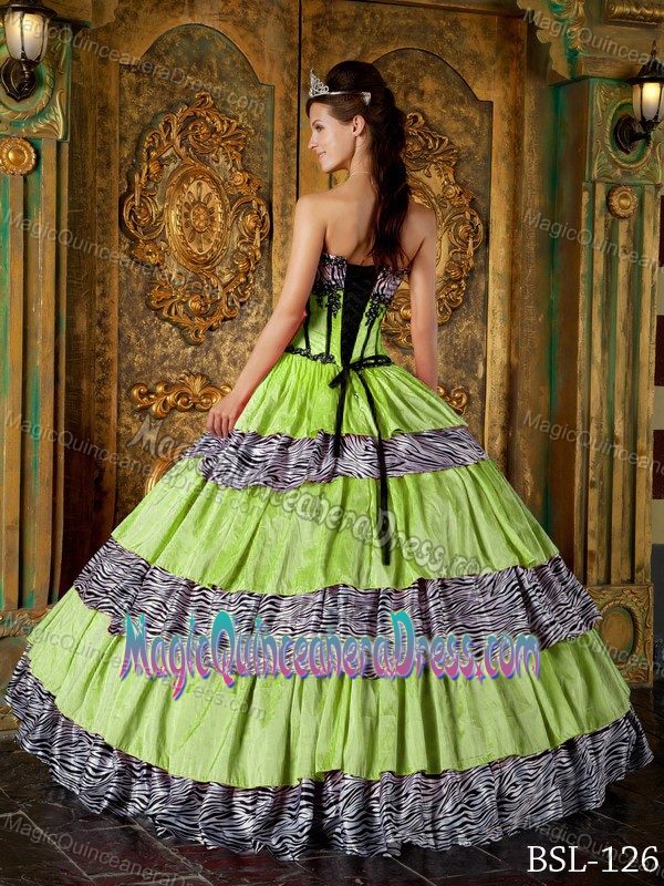 Unique Zebra Print Appliqued Layered Quinceanera Gown Dress in Multi-color