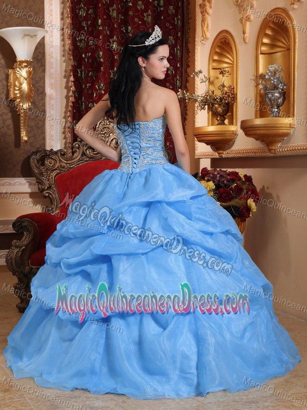 Wonderful Pick-ups Beaded Aqua Blue Sweet 15 Dress Online under 200