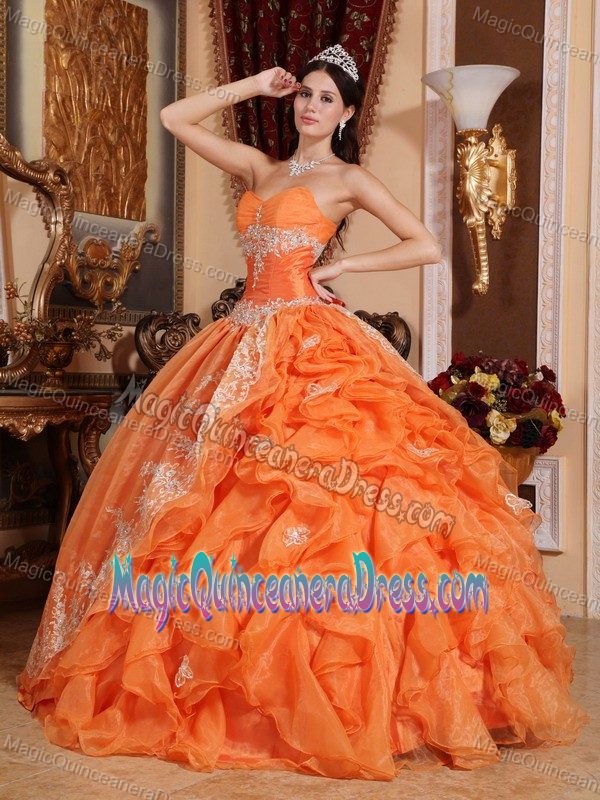 Sweetheart Organza Beaded Quinceanera Dress in Orange Red in Milwaukee