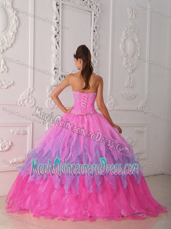 Baby Pink Sweetheart Organza Beaded Ruched Quinceanera Dress in Appleton