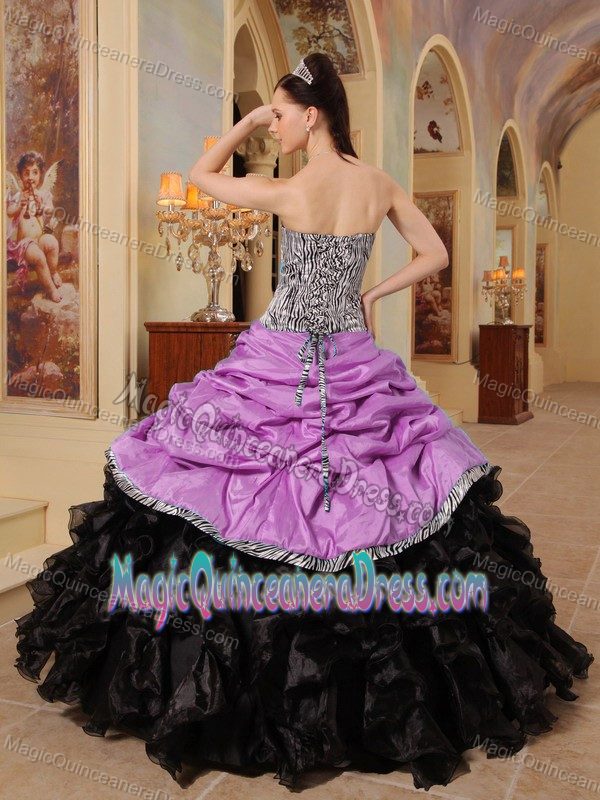 Sweetheart Ruffled Quinceanera Dress in Rose Pink and Black in Madison