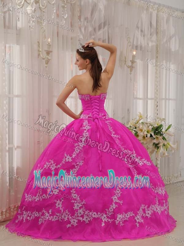 Fuchsia Sweetheart Floor-length Appliqued Quinceanera Dress in Port Townsend