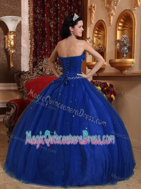 Royal Blue Sweetheart Floor-length Tulle Beaded Quinceanera Dress in Franklin