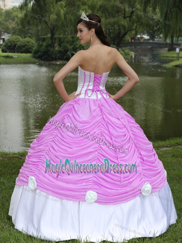 Strapless Custom Quinceanera Dress in Rose Pink with Pick-ups in Gettysburg