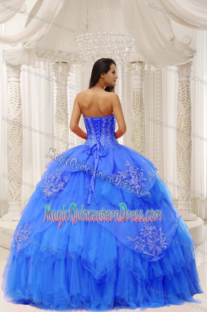 Custom Made Quinceanera Wear in Aqua Blue with Embroidery in Hillsboro